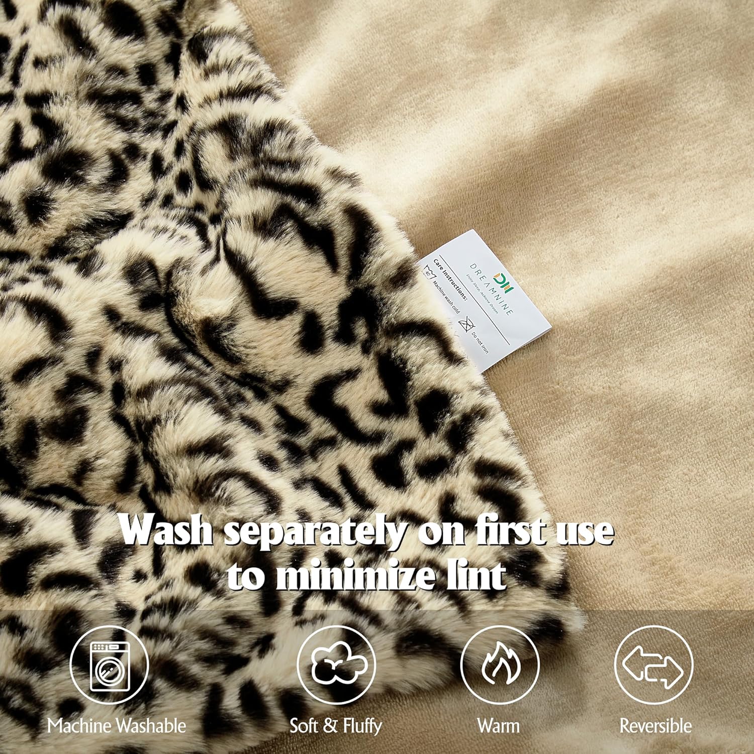 DREAMNINE Luxury Brown Leopard Print Faux Rabbit Fur Blanket for Couch 50" x 60", Decorative Soft Cozy Fluffy Cheetah Microfiber Blankets, Warm Blanket for Winter,Animal Print Thick Fuzzy Lap Blankets - Image 4