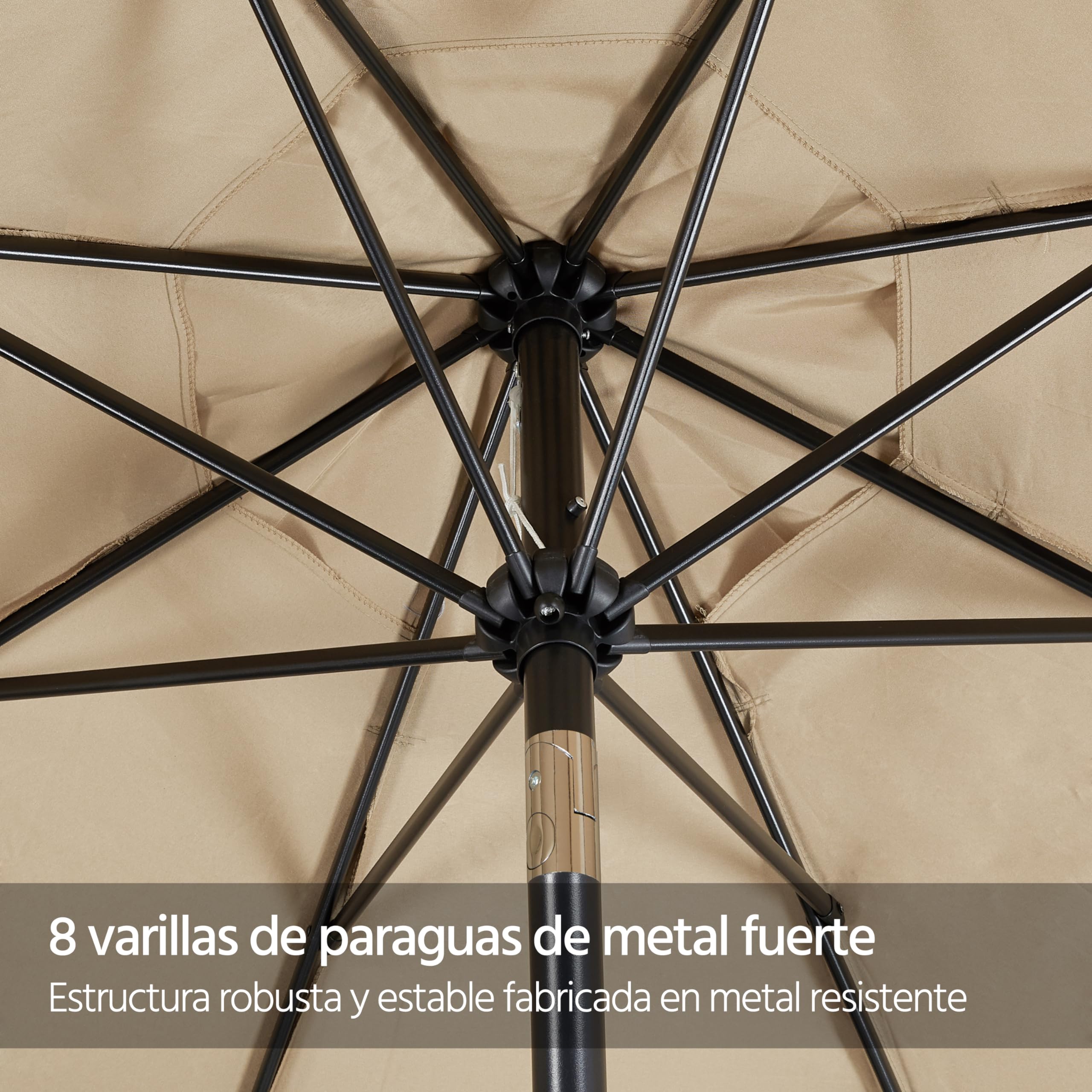 Yaheetech Parasol Sombrilla Jardín 230cm/270cm Inclinable Impermeable Protección UV Sombrilla Terraza Exterior Piscina Patio Balcón con Manivela 270cm Beige