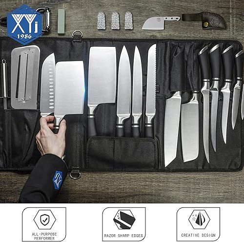 Miniatura 5 de XYJ Cuchillo de cocina multiusos de acero inoxidable, cuchillos profesionales de carnicero con funda de cuchillo de transporte, bueno para cortar