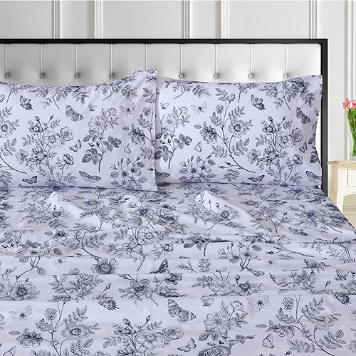 Miniatura 2 de Tribeca Living Juego de sábanas de percal de algodón orgánico tamaño Queen, 400 hilos, bolsillo extra profundo, lisas, nítidas y transpirables,