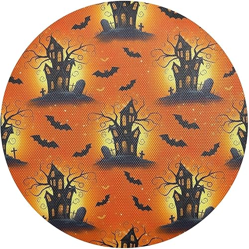 Spooky Halloween Cartoon Printed Table Placemat, Washable Heat Resistant Placemats for Kitchen one sizex1