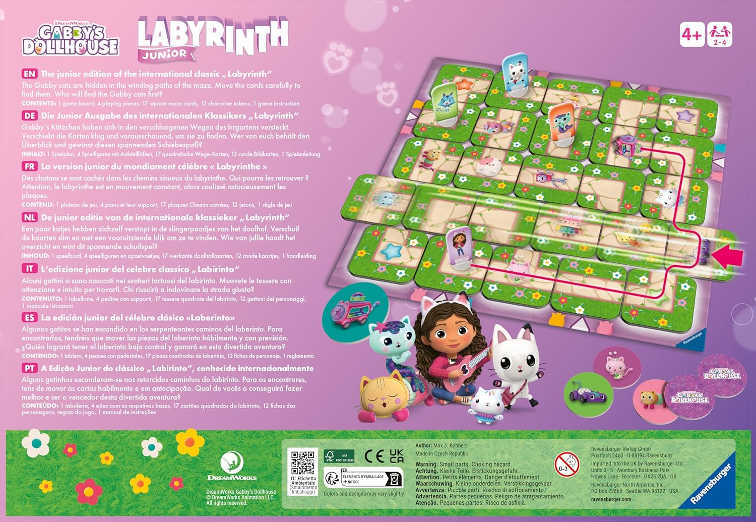 Ravensburger 22648 Gabby's Dollhouse Junior Labyrinth - The Board Game Classic by Ravensburger as Junior Version for Fans of The Popular Series, Board Game for 2 to 4 Players from 4 Years