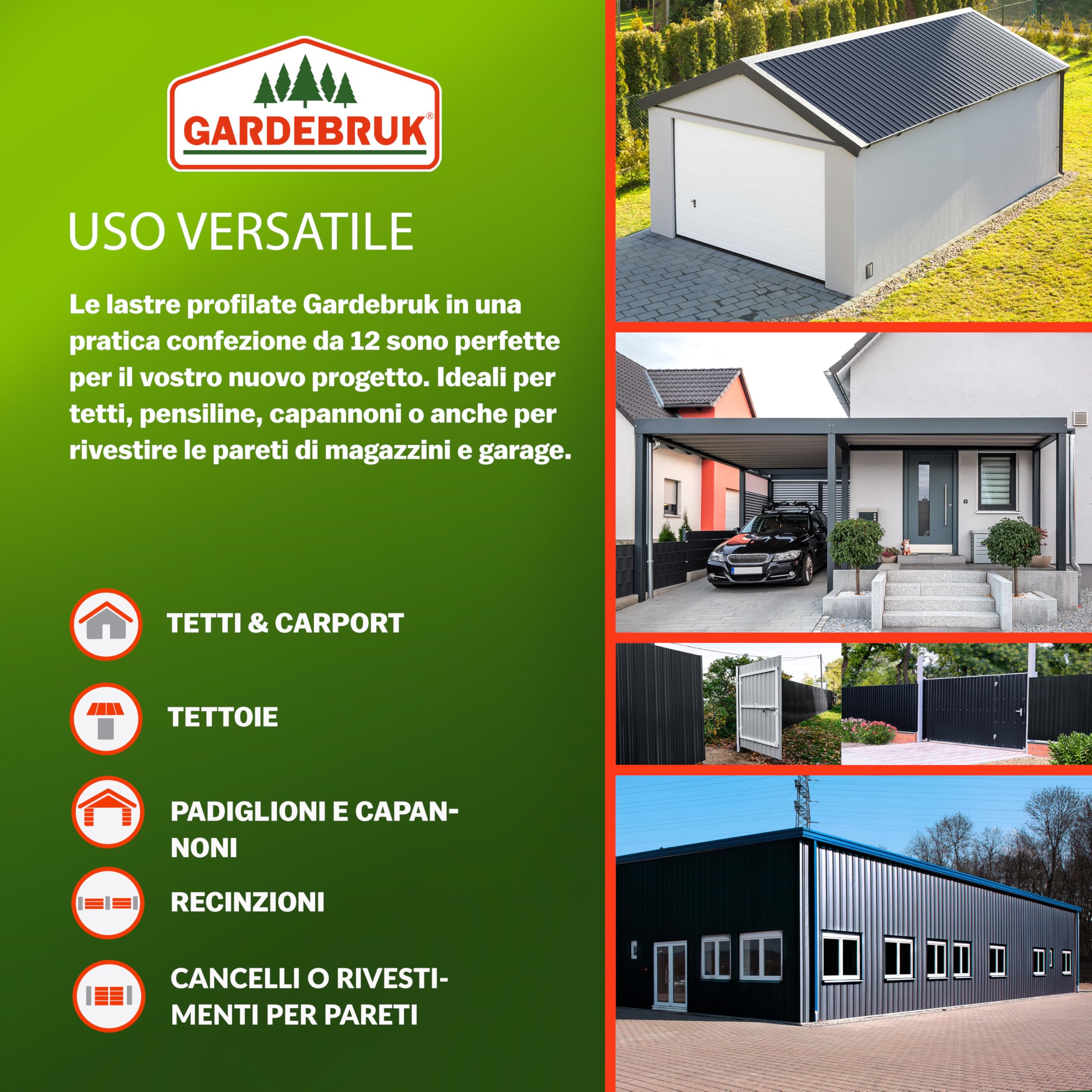 Lastre Trapezoidali Zincate 129x46cm 7m² Copertura Tetto Verde
