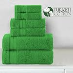 Elegant Comfort Luxury 6-Piece Towel Set, Premium Soft 100% Turkish Cotton, Three Line Popcorn Design 2 Bath Towels, 2 Hand Towels and 2 Washcloths Towel Set- Quick-Drying and Absorbent, Emerald Green