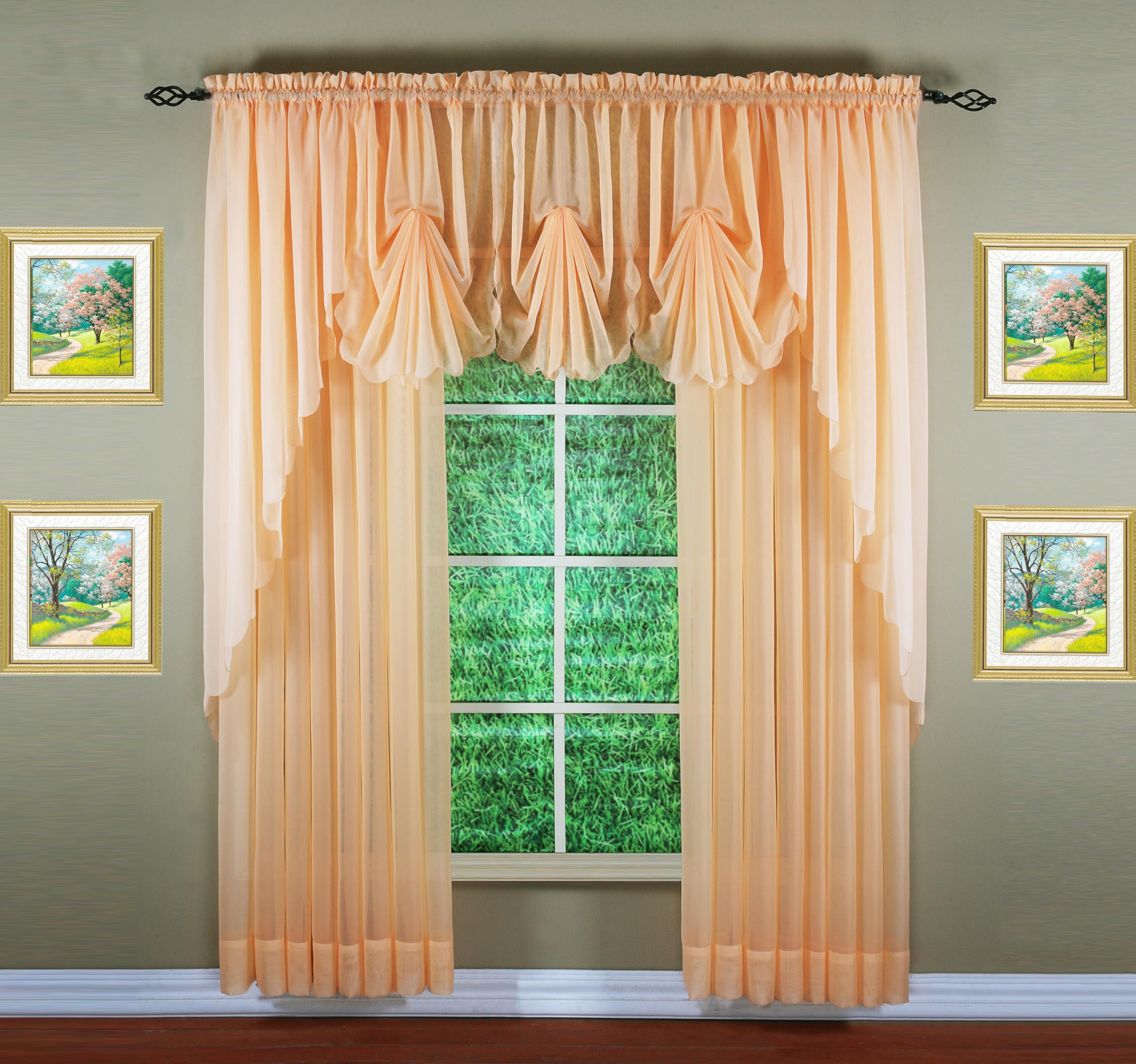 Today's Curtain Emelia Original Voile Panel 90", Peach, 60" W x 90" L