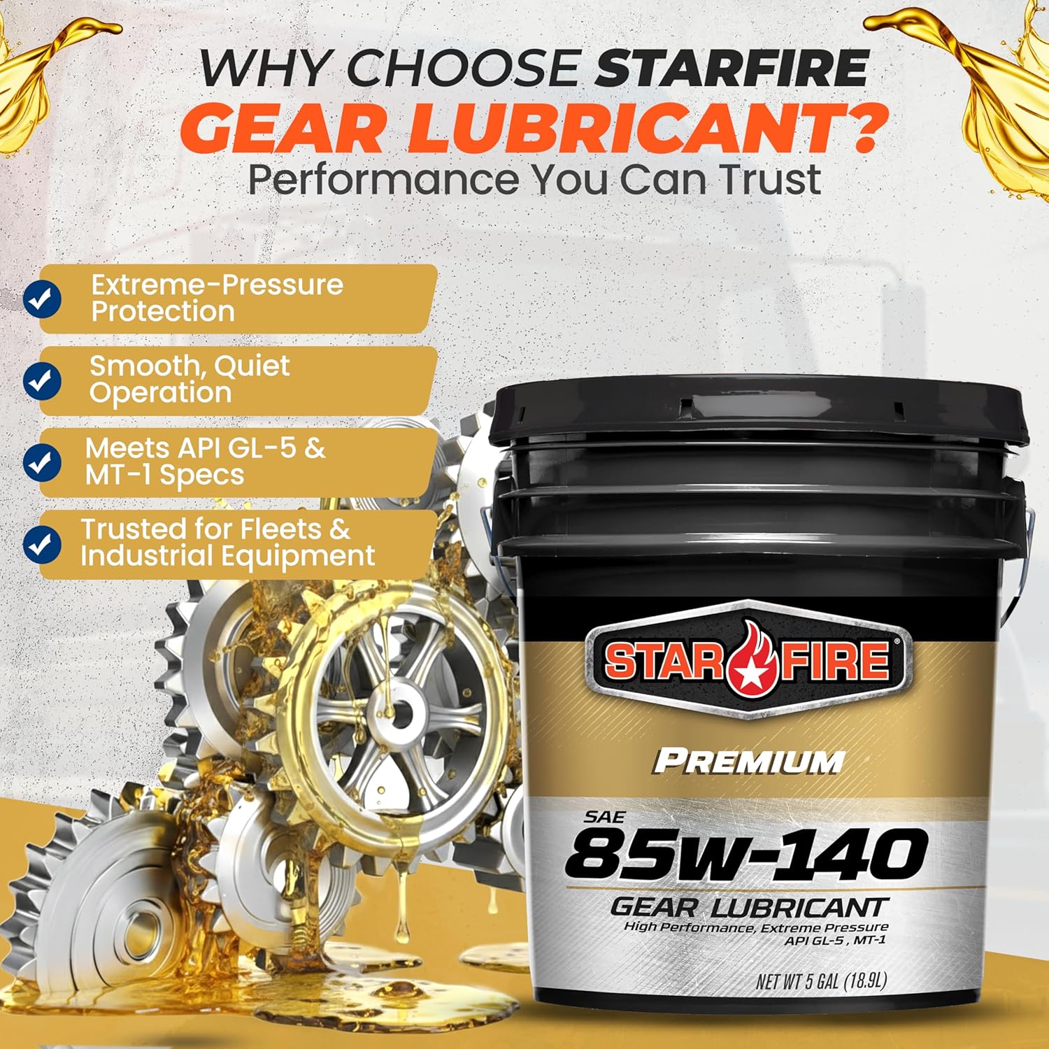 ' Star Fire Premium Lubricants SAE 85W140 GL-5 Gear Oil-5 Gallon Pail