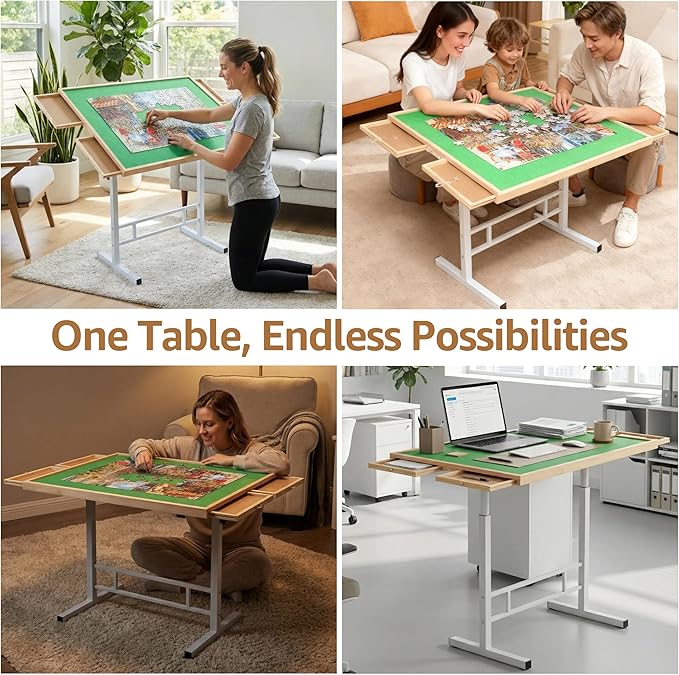 Mesa Ajustable para Rompecabezas 86x66cm con 4 Cajones Verde miniatura 11