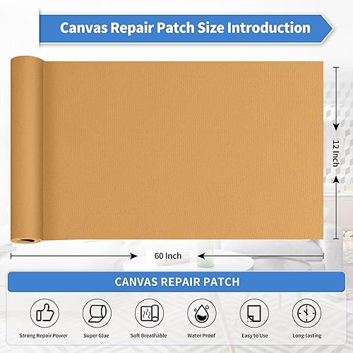 Vista 480 de KING MOUNTAIN Cinta de reparación de lona, parche para equipos para exteriores, 4 x 63 pulgadas, impermeable, autoadhesiva para reparar cubiertas