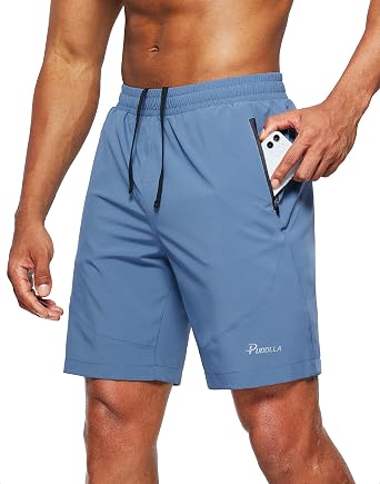 Pudolla Mens Workout Running Shorts 5"/7"/9" Lightweight Gym Athletic Shorts for Men with Zipper Pockets