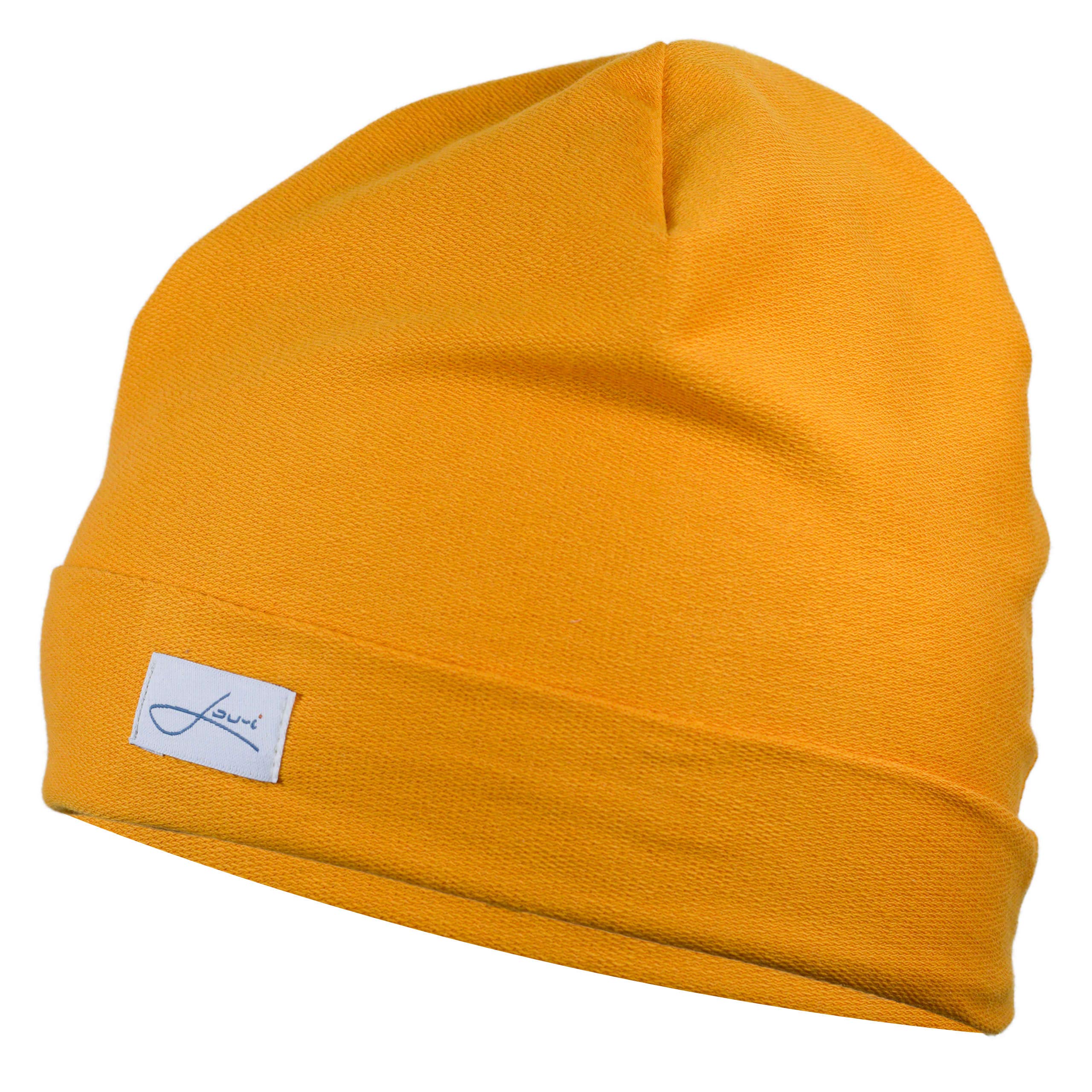 Lou-i Czapka damska i męska, bawełna ekologiczna, czapka beanie, wyprodukowano w Niemczech, żółty, 59-60