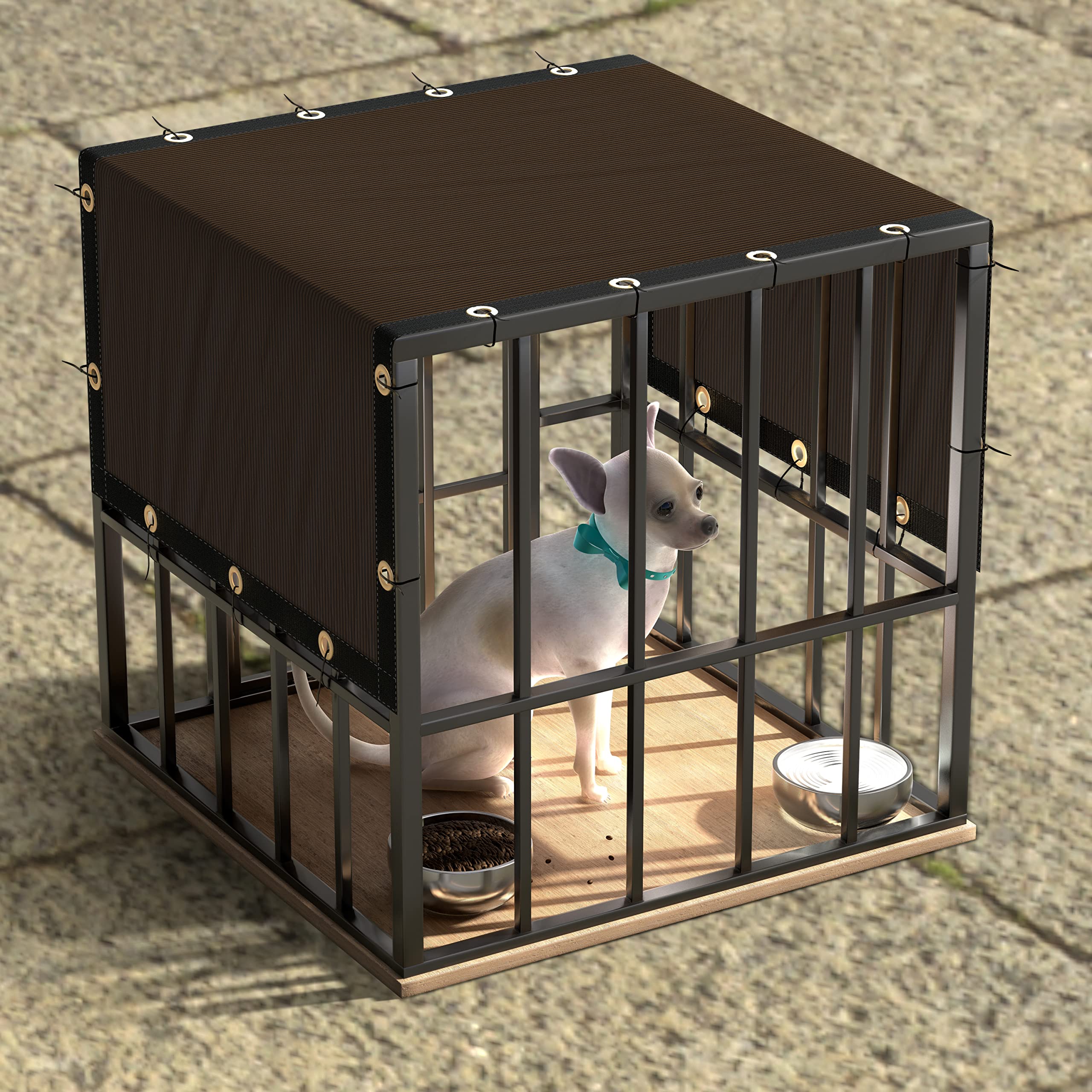 ColourTree 3' x 5' Brown Custom Size Shade Cloth with Grommets - 90% Sunblock, Durable Mesh Fabric Tarp for Dog Kennel Cover, Fence Privacy Screen, Greenhouse, Chicken Coop & Pet Playpen