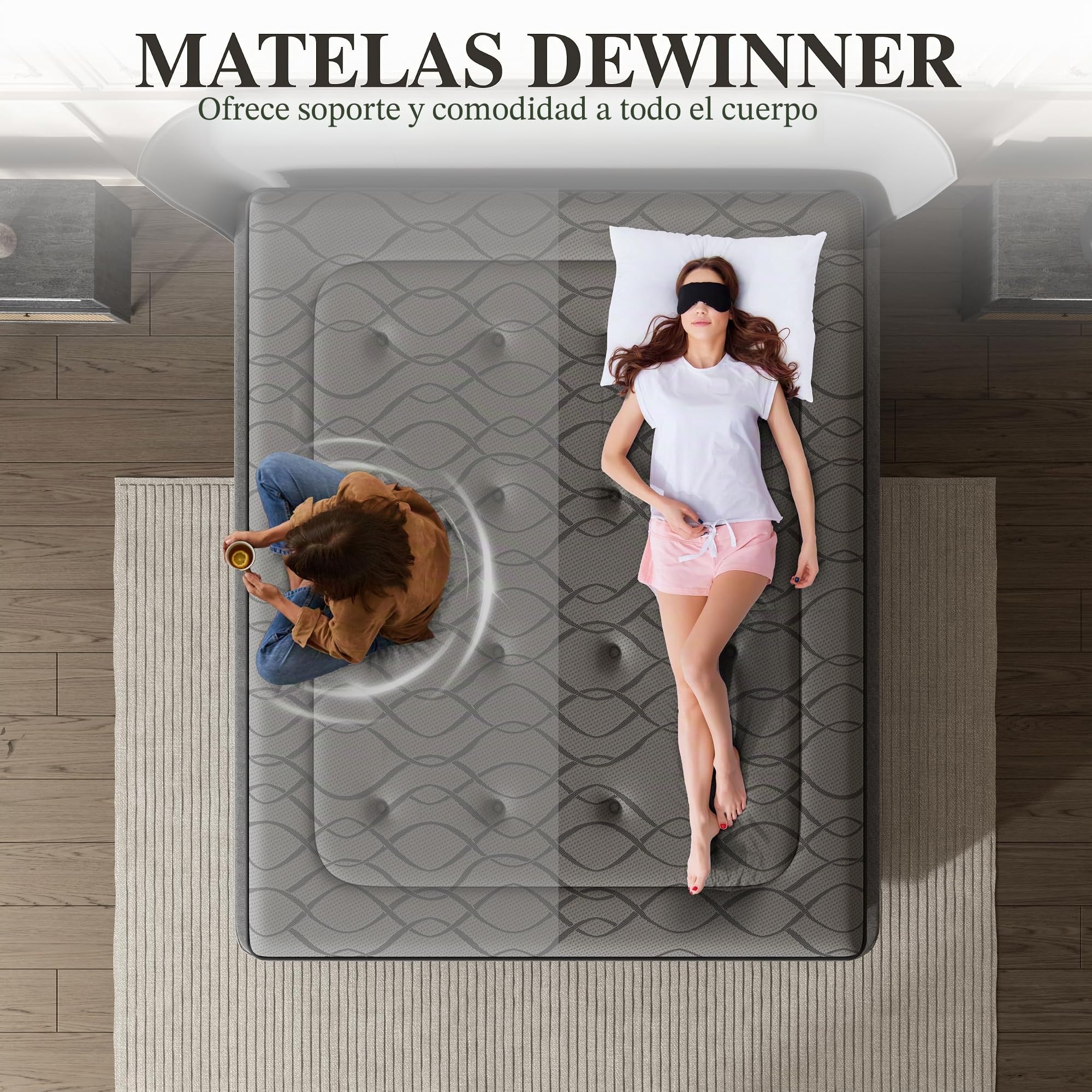 DEWINNER - Colchón de 160 x 200 x 30 cm, Altura 30 cm, colchón silencioso de Grosor Medio, Espuma de Memoria híbrida, muelles ensacados Individuales, Absorbente y Transpirable