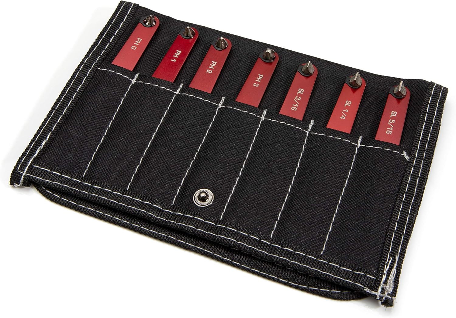 Steelman Pro 7-Piece, Low Profile Phillips and Slotted Screwdriver Set, Diamond-Tipped, SL3/16, SL1/4, SL5/16, PH0, PH1, PH2, and PH3 Sizes, Nylon Storage Case Included