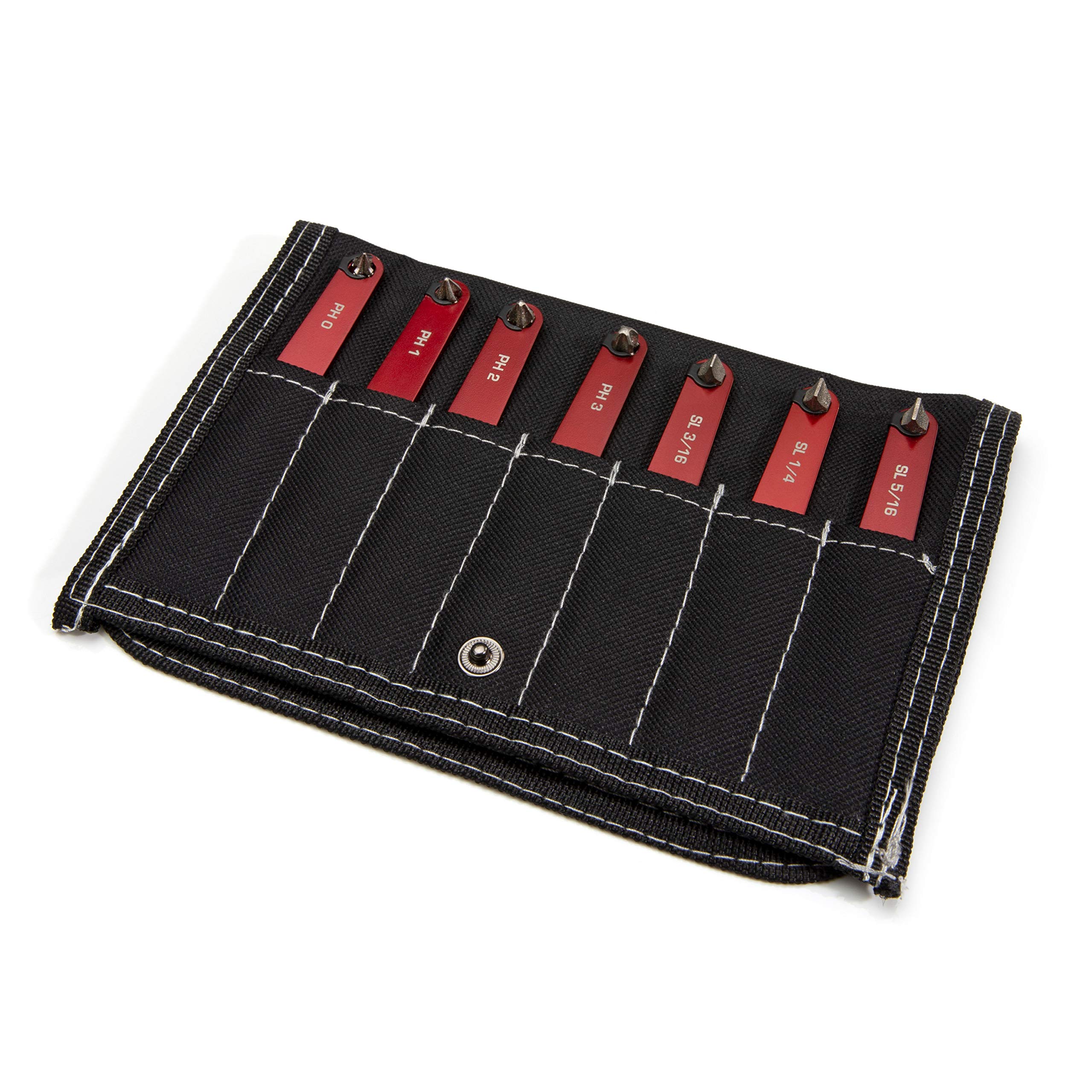Steelman Pro - Juego de destornilladores Phillips de perfil bajo y ranurado, con punta de diamante, SL3/16, SL1/4, SL5/16, PH0, PH1, PH2 y PH3, incluye estuche de almacenamiento de nailon