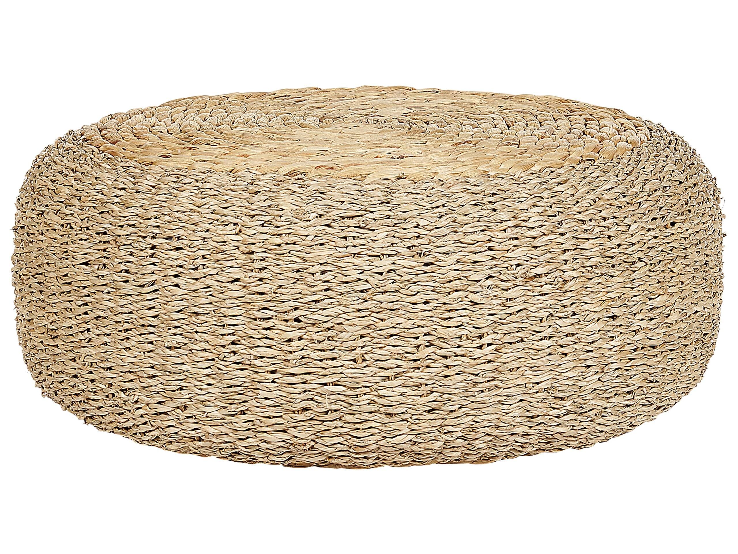 Beliani Pouf Wasserhyazinthe/Seegras natürlich beige rund ⌀ 50 cm geflochten Backan