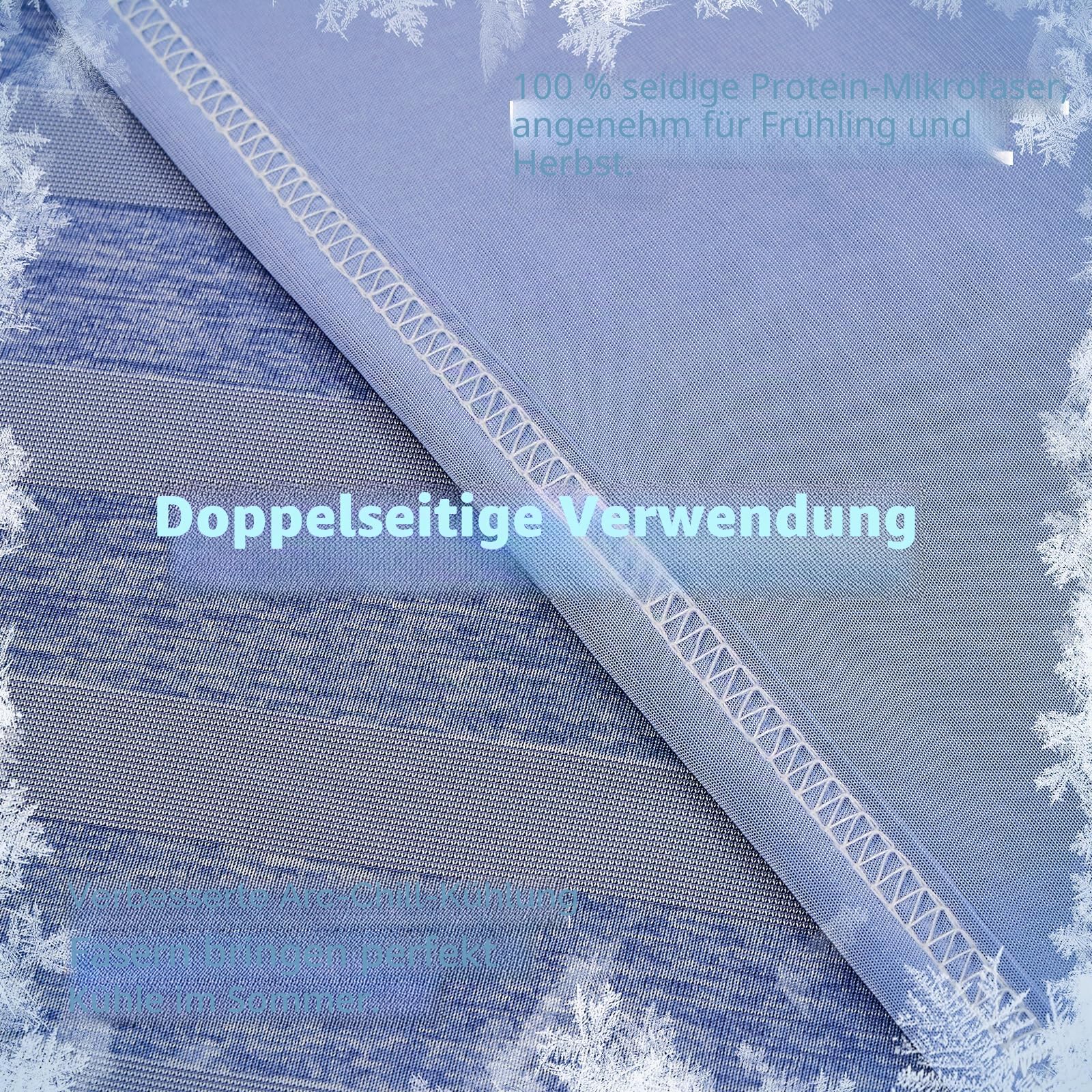 EMME Kühldecke Kühlende Decke, Arc-Chill Q-Max>0,5, 230 x270 cm, 2 in 1 Doppelseitige Dünne Sommerdecke, Leicht Atmungsaktiv Tagesdecken, Sofa Decken,Bettüberwurf Groß Kuscheldecke,Blau Gestreift