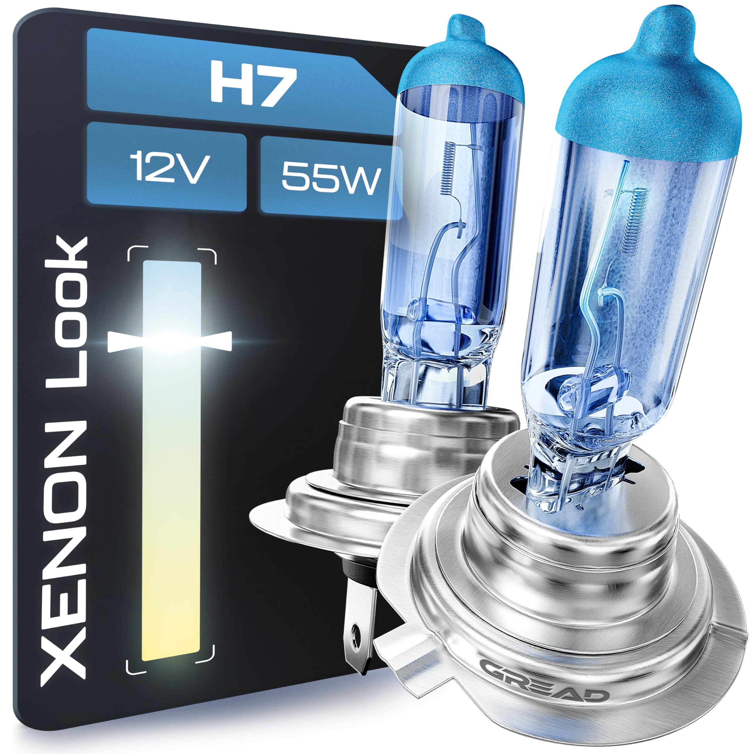 Gread - 2x Lampade alogene H7 - super bianco - 8500k 55W E-Mark - Xenon Optik