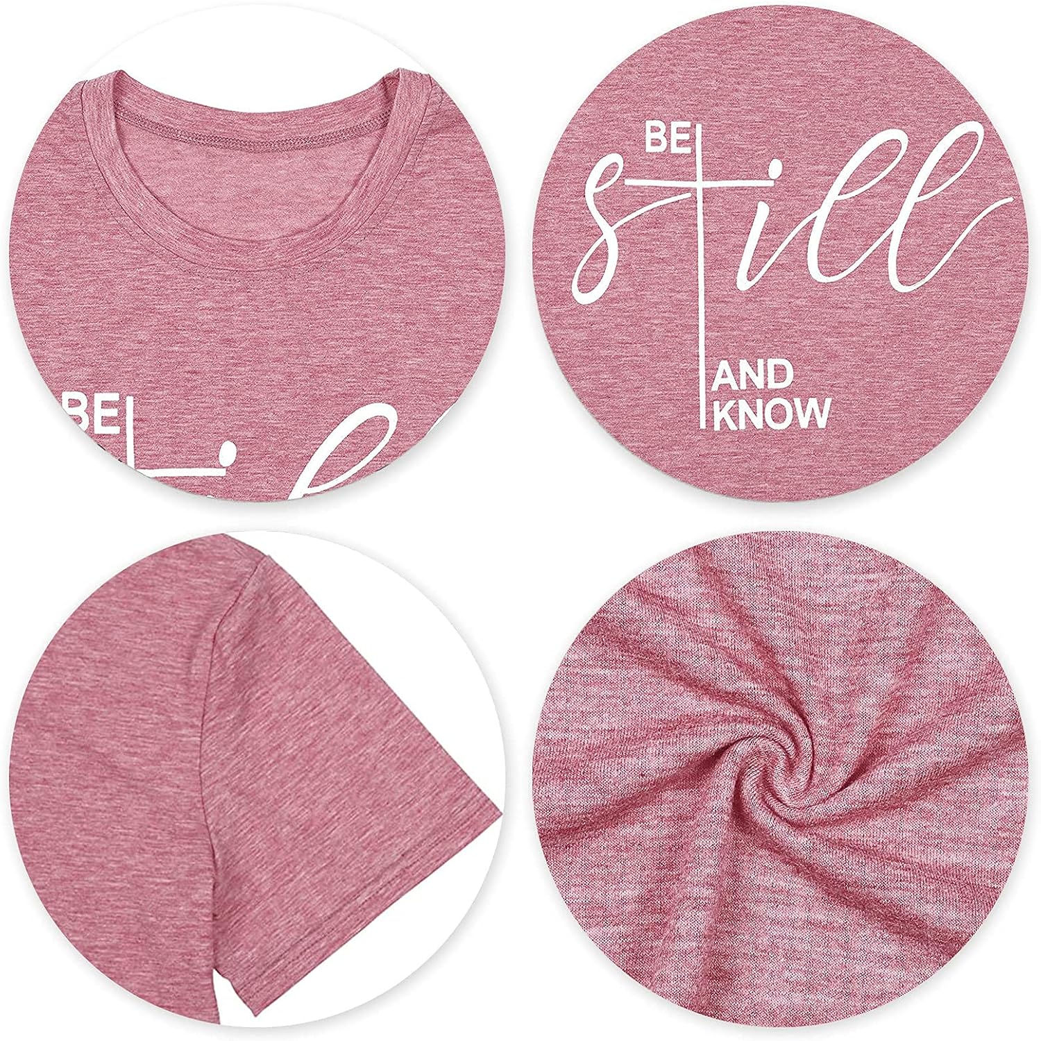 ASTANFY Christian Shirt Women Be Still and Know T-Shirt Inspirational Easter Jesus Short Sleeve Casual Tee Tops - Image 6