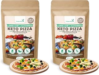 Simply Keto Lower Carb* & Keto Pizza Backmischung - Für 2x Pizza oder 1x Pizzablech - Nur 2,8g Kohlenhydrate pro 100g - Vegan Protein - Glutenfrei & Kalorienarm - 290g (Packung mit 2)