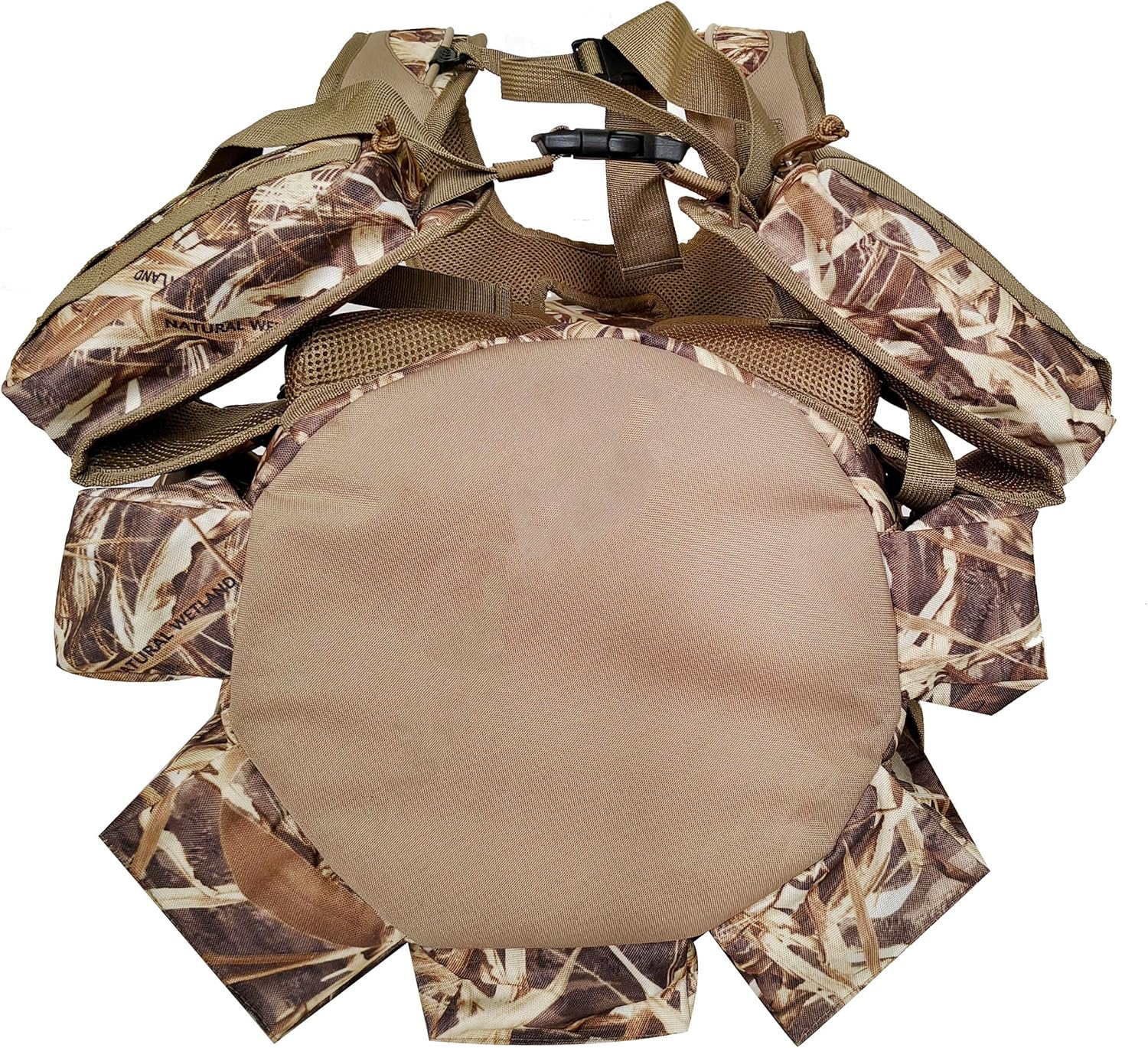 AUSCAMOTEK Insulated Bucket Backpack with 360° Swivel Lid – Camo Cooler Backpack with 5-Gallon Bucket for Hunting, Fishing, Camping, Outdoor Sports – Wetland Camo