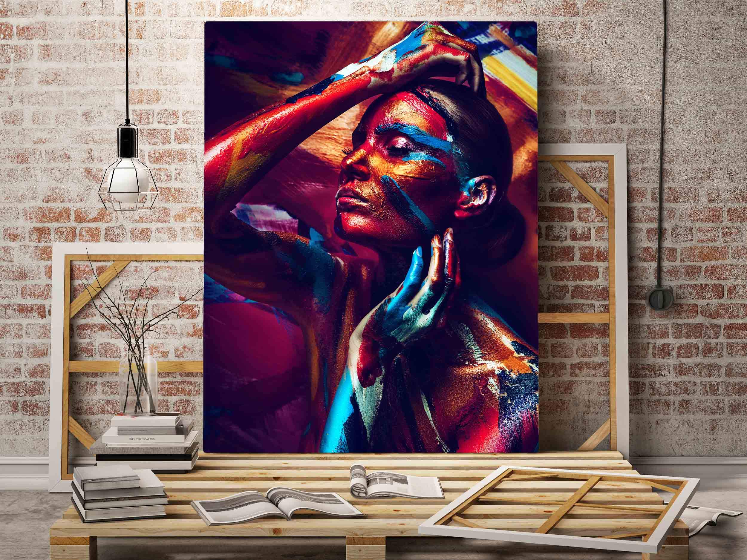 Oedim Pegasus Vertical Picture Digital Print Girl Painted | Multi-Coloured | 45 x 80 cm | Wall Picture, Sturdy and Economical
