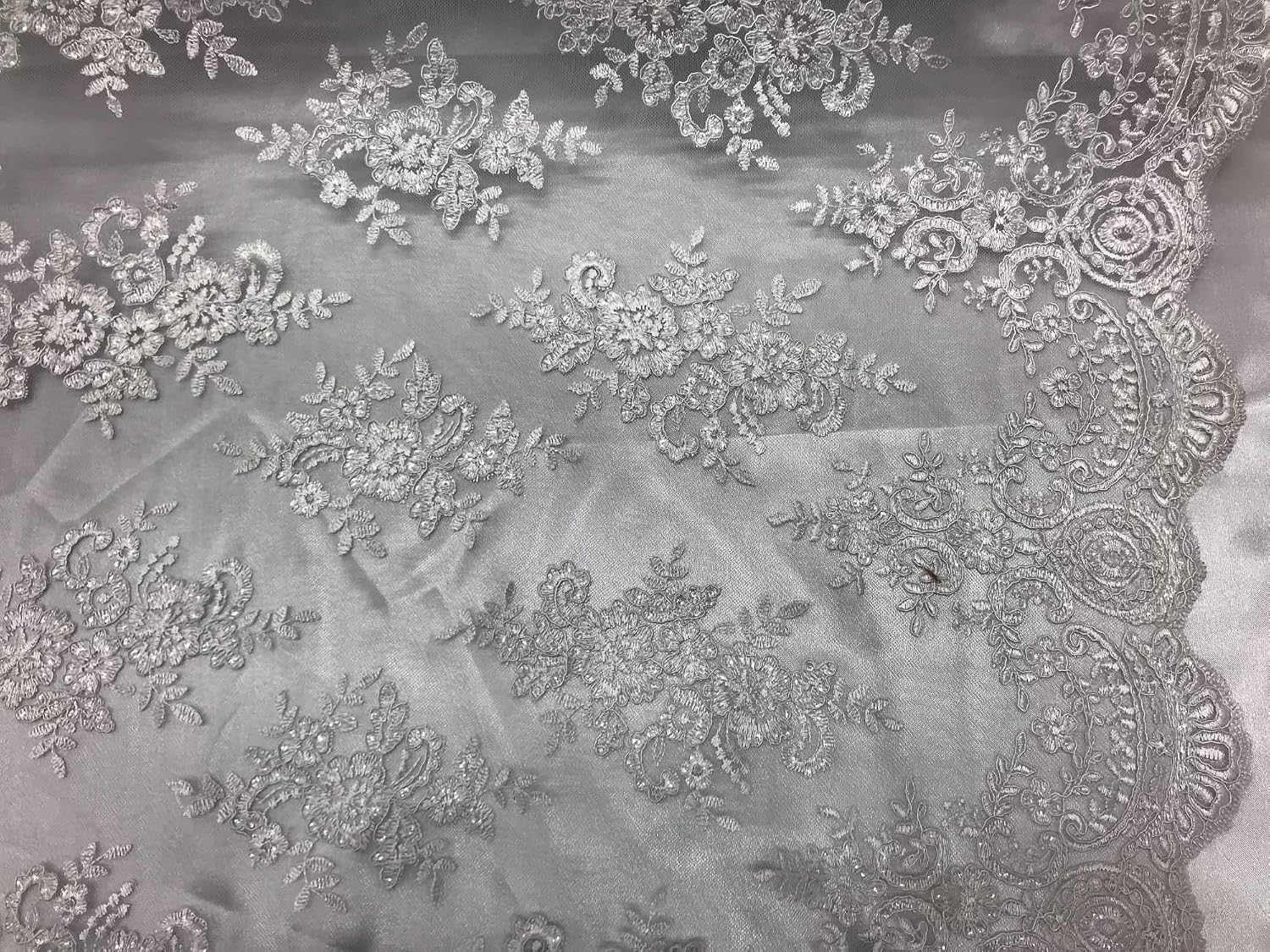 Valentina Textile Sequin Lace Fabric with Embroderies on Mesh