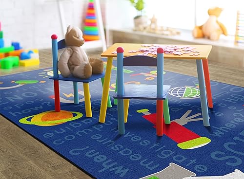 Miniatura 2 de Flagship Carpets STEM - Alfombra educativa de ciencia para aula infantil o habitación de los niños, alfombra de sala de juegos o tapete de