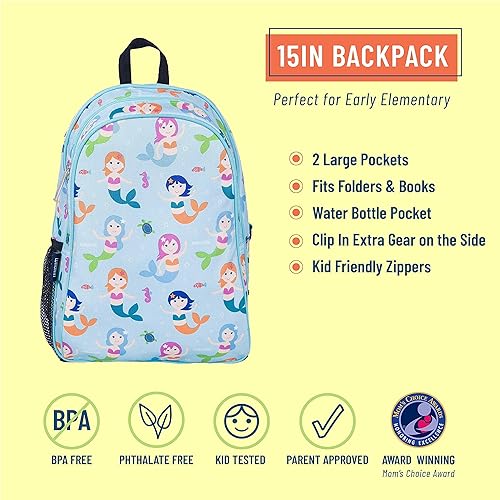 Miniatura 5 de Wildkin Paquete de mochila para niños de 15 pulgadas con lonchera (Mermaids)