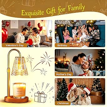 LIAPOTT Candle Warmer Lamp with Timer & Dimmer, Height Adjustable Wax Melt Warmer Lamp with 2 Bulbs for Jar Candles, Flameless Candle Warmer, Housewarming Gifts for New Home, Gifts for Women