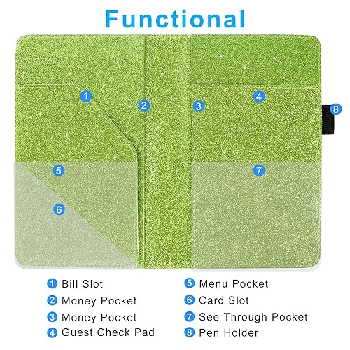 Miniatura 57 de ACdream - Libretas de servicio para camarero, cuaderno de recibos de comensales, bonito organizador de piel, cartera para dinero, para presentar AB