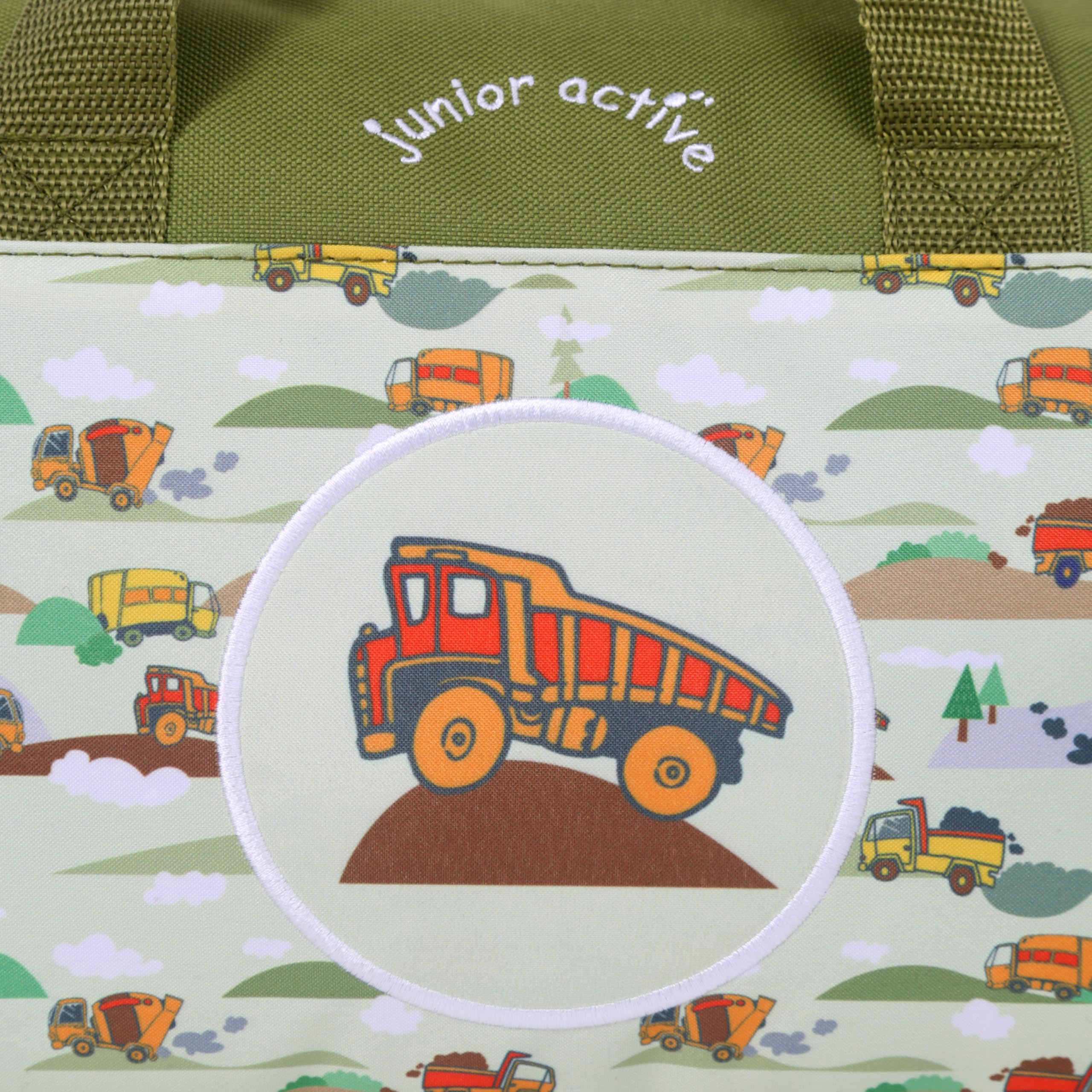 Kindertasche Sporttasche Reisetasche Lastwagen Truck, Jungen Mädchen Kinder,grün, 38 x 22 x 20 cm, 17 Liter
