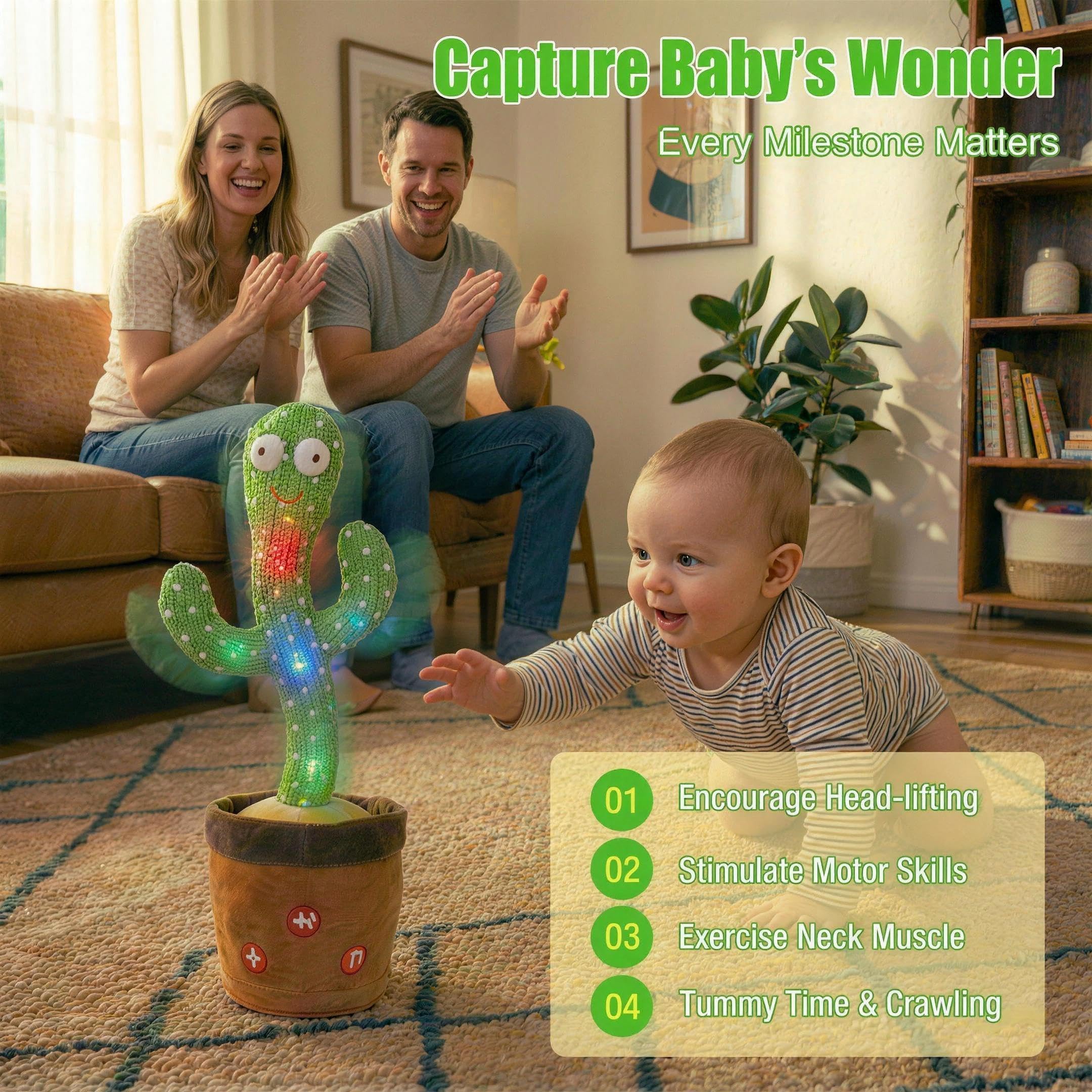 Ayeboovi Dancing Talking Cactus Baby Toy Mimicking Recording Cactus Toy Repeats What You Say 120 Songs Toddler Toys Gifts for Kids Birthday Gifts for 3 4 5 6+ — view 4