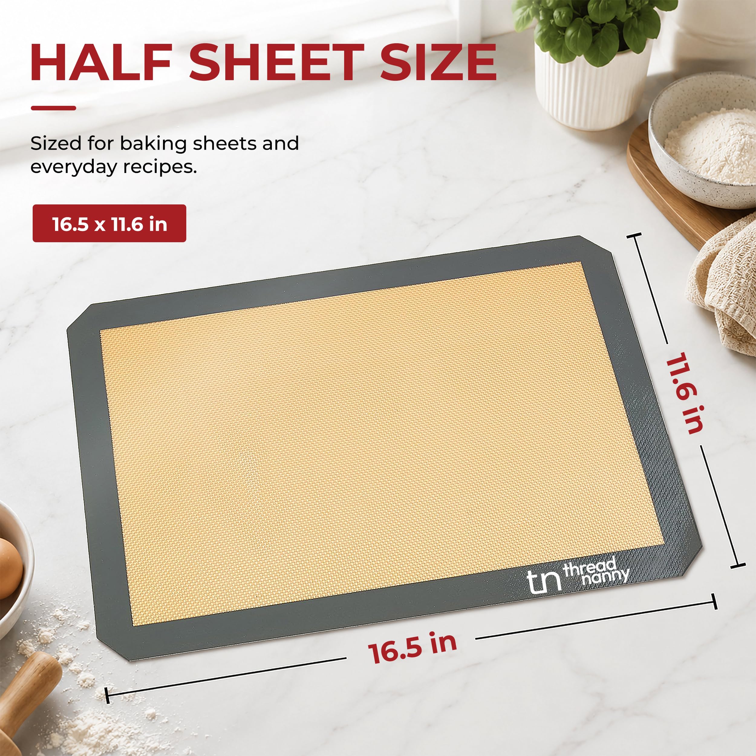 Alfombrillas de silicona antiadherentes para horno, reutilizables, paquete de 4 unidades, alfombrilla gruesa de silicona resistente para hornear galletas tamaño 1/2 para macaron y pastelería,