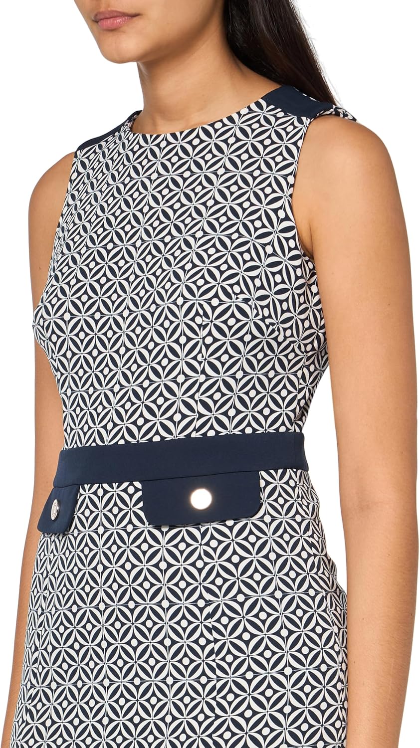 Tommy Hilfiger Womens Sleeveless High Neck Colorblock Pockets Sheath Mini Dress - Image 3