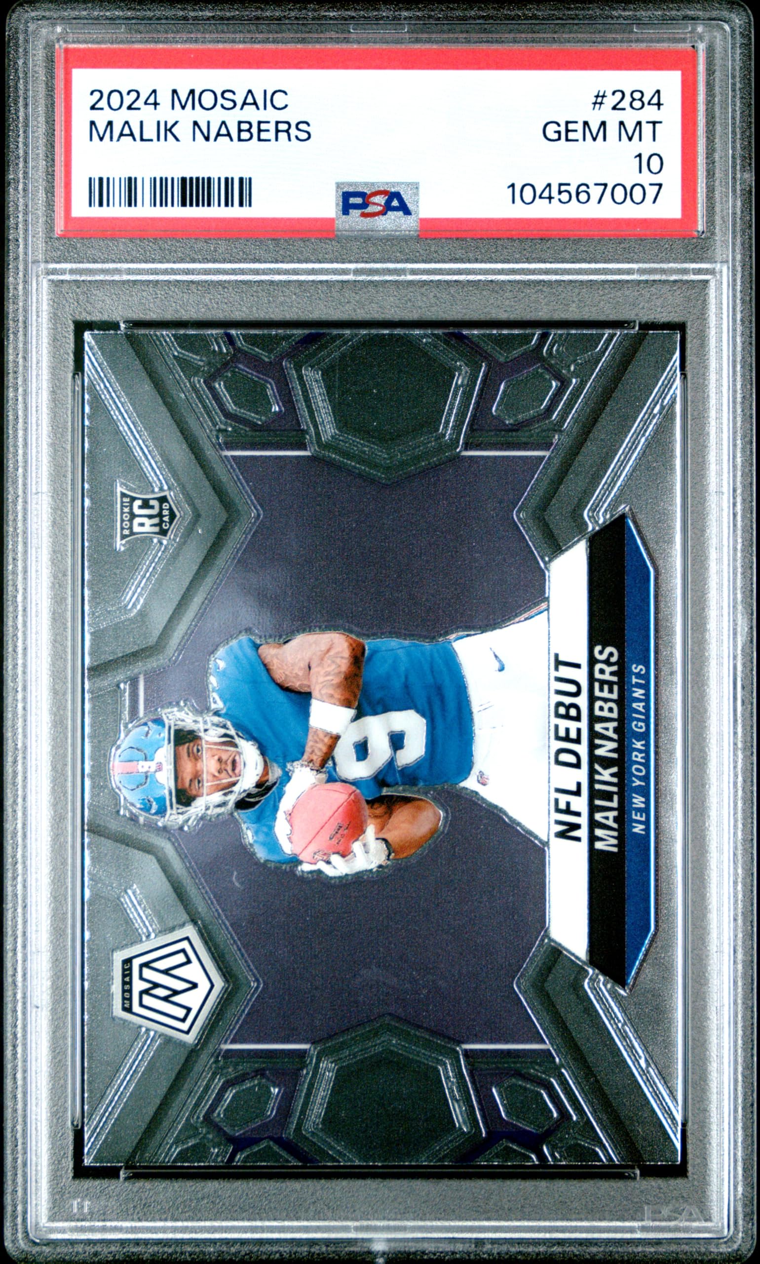 Graded 2024 Panini Mosaic Malik Nabers #284 Rookie RC Football Card PSA 10 Gem Mint
