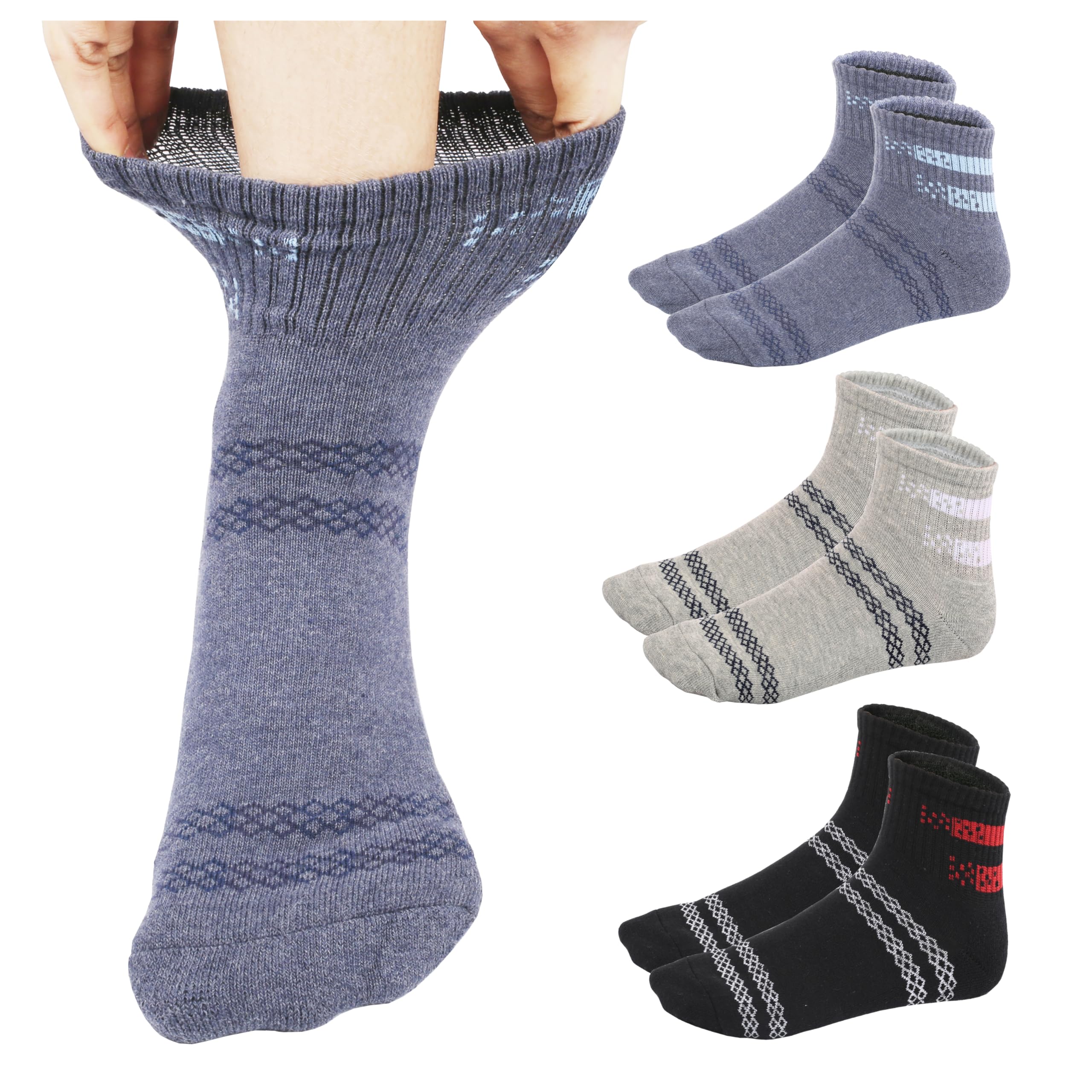 Men Cotton Ankle Socks Soft Comfortable Durable Breathable Reinforced Double Layer Cushioned-image-49