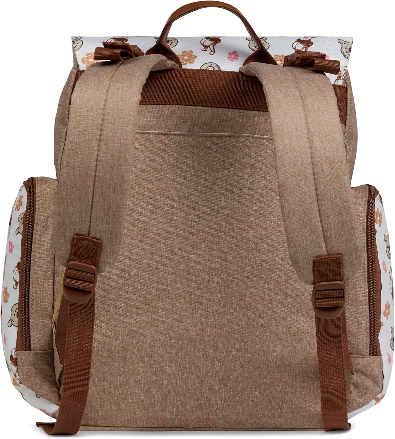 Disney Diaper Bag Backpack with Changing Pad Winnie the Pooh – 16” Nylon Baby Bag for Parents, Insulated Bottle Holders, Multiple Storage Pockets