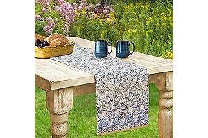 Home Bargains Plus Rectangle Fabric Table Runner: A Symphony of Blue and Yellow