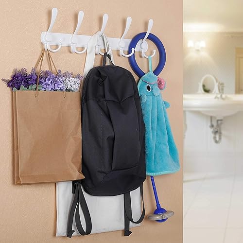 Miniatura 8 de WEBI Perchero montado en la pared, colgador de pared, perchero de pared, perchero de pared, 5 ganchos triples para colgar abrigos, sombreros,