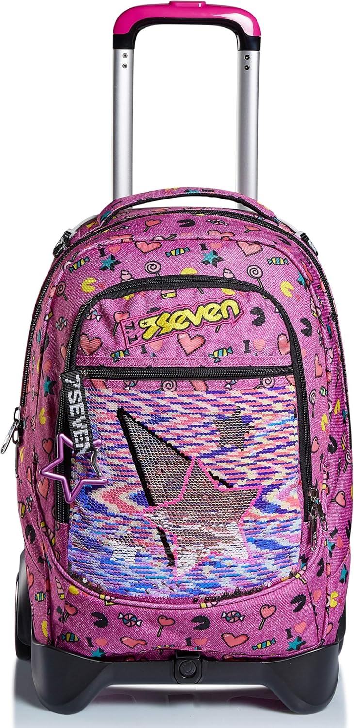 Seven Trolley Scuola Sganciabile Jack 2 Ruote, 3 in 1, Triplo Uso, Zaino Con Carrello Sganciabile, Zaini Trolley, Scuola Tempo Libero, Bambine e Ragazze