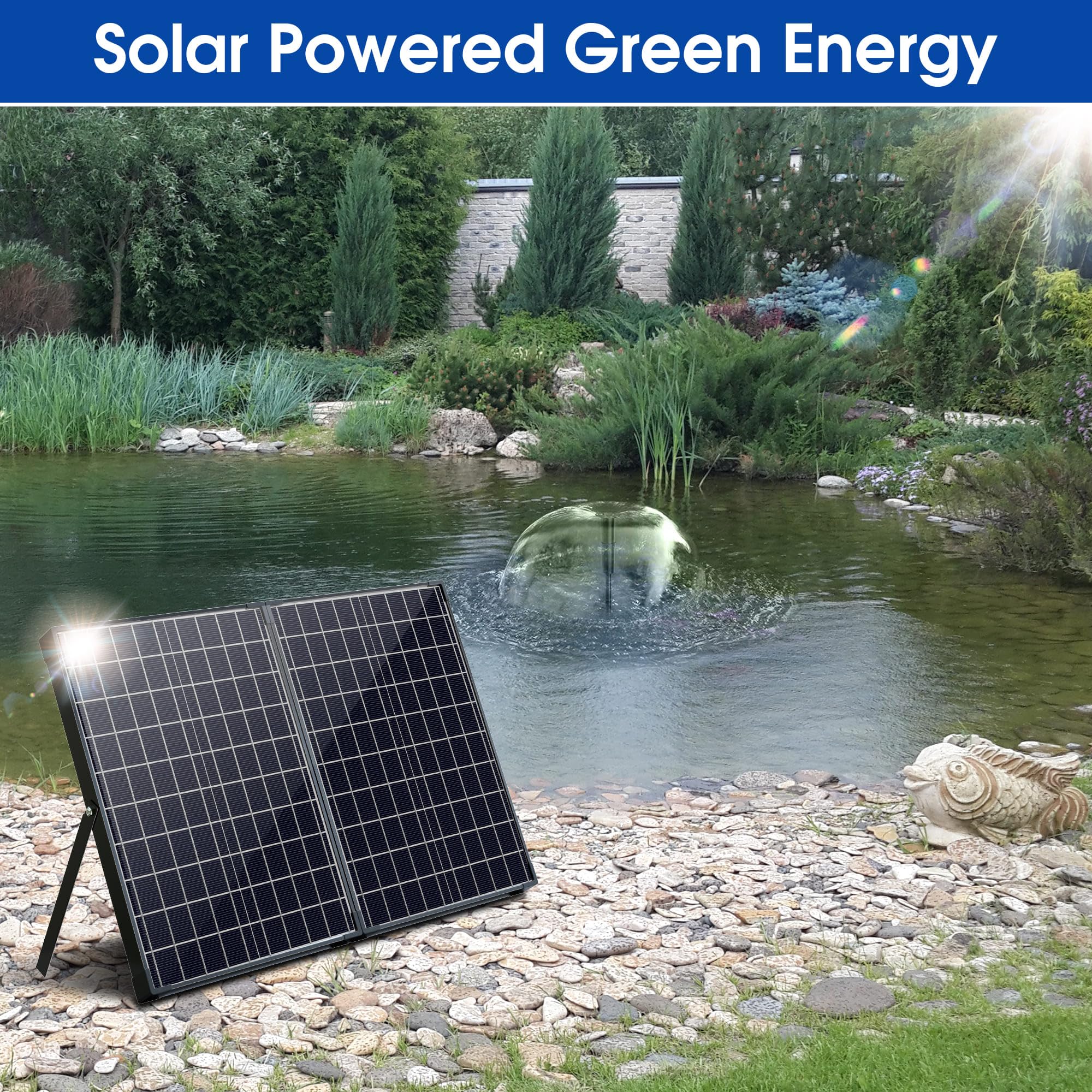 Pompa Solare Per Laghetto Biling 3.5W - Fontana Da Giardino Con 5 Ugelli, Tubo 1.2m - Foto 7