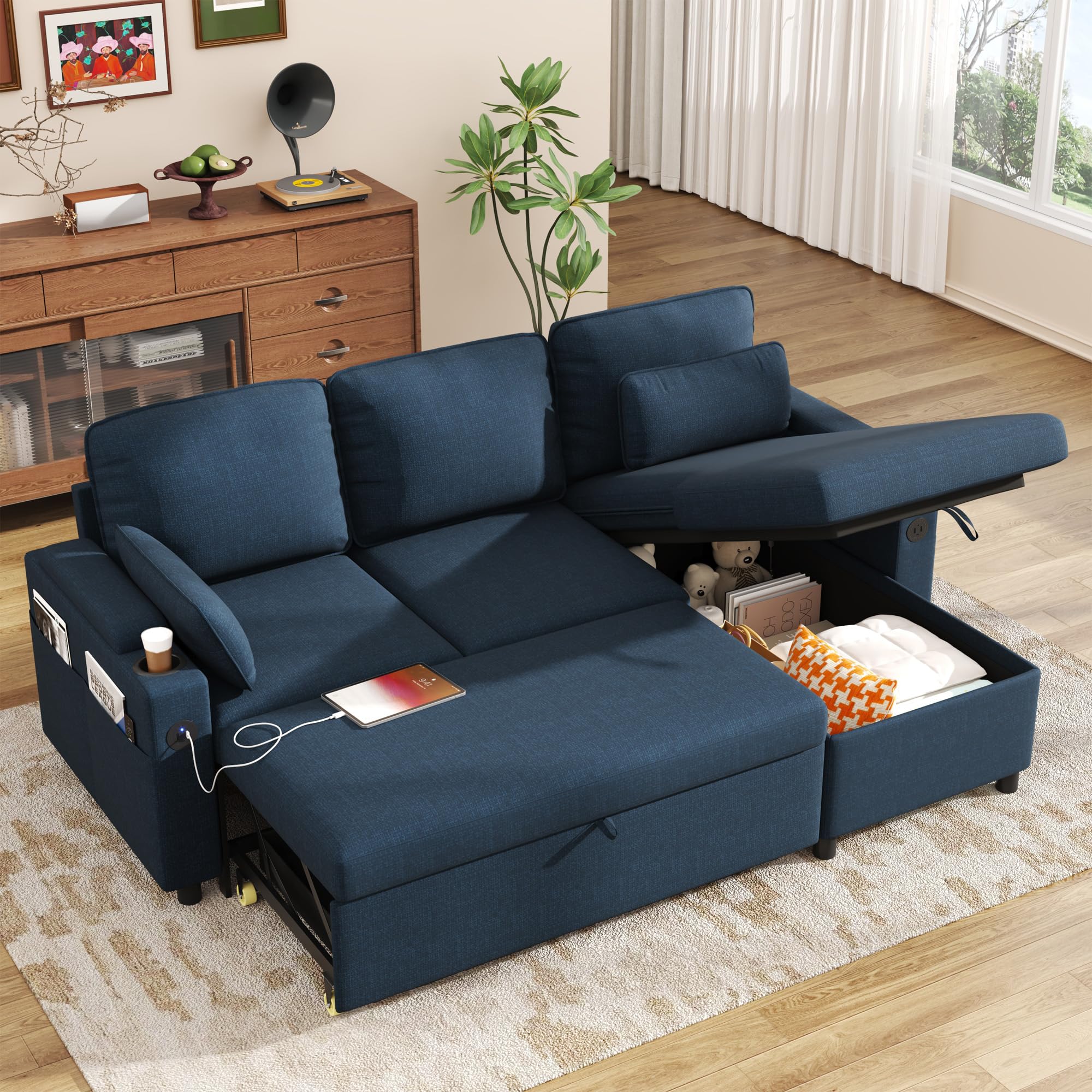 DURASPACE Schlafsofa Ausziehbarer 2 in 1 Sektional Schlafsofa Couches