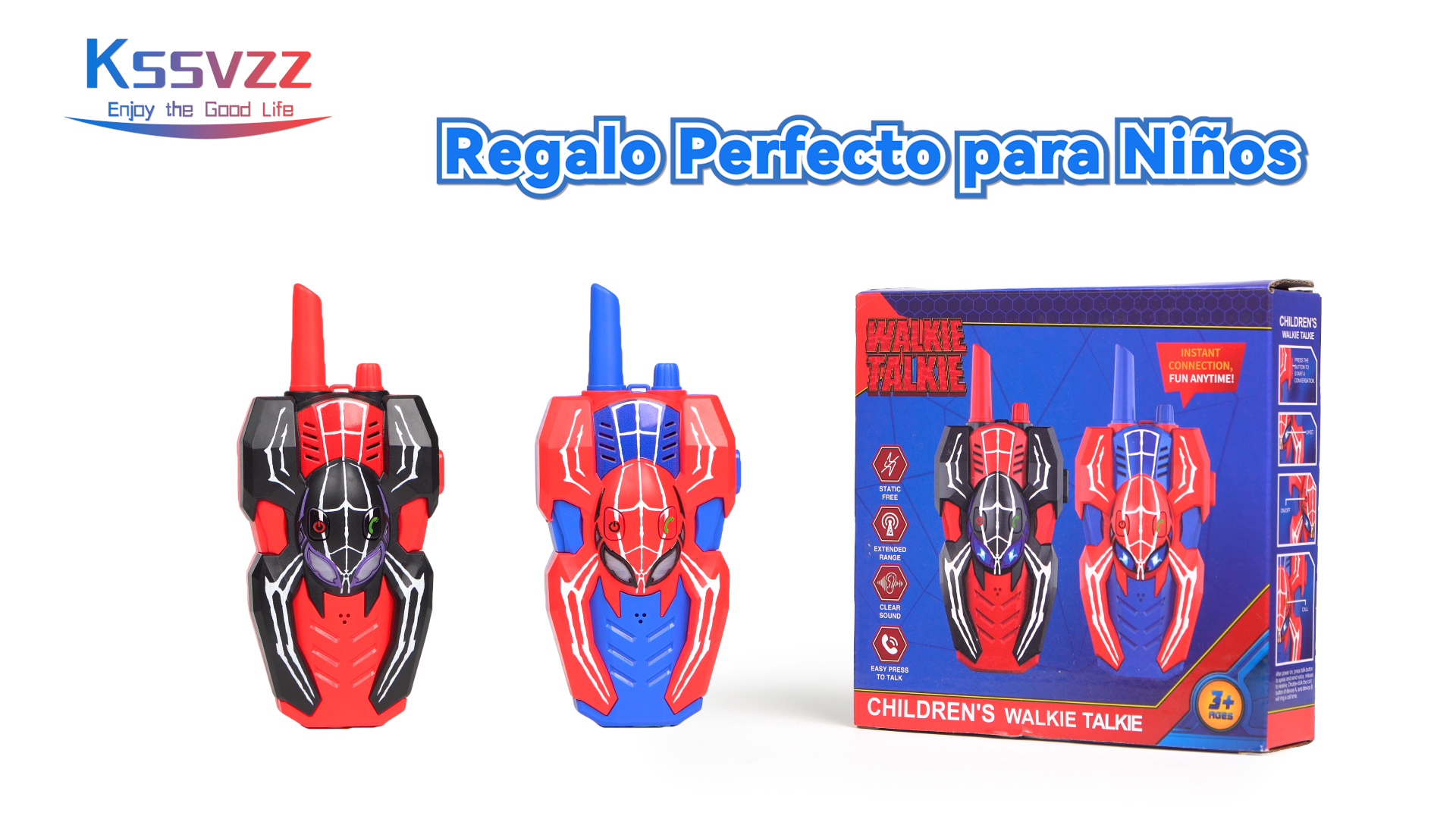 Walkie Talkies Para Niños Con Forma De Araña - Juguete Con Luces LED, Alcance 300 M, Ideal Para Juegos Al Aire Libre (3-12 Años)