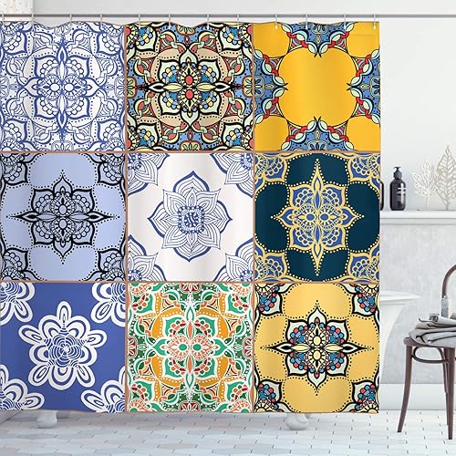 Miniatura 55 de Ambesonne Decor Collection cortina para regadera de baño de poliéster Chocolate,Beige y Marrón,Azul y gris,Azul Violeta,Gris antracita, blanco,Crema