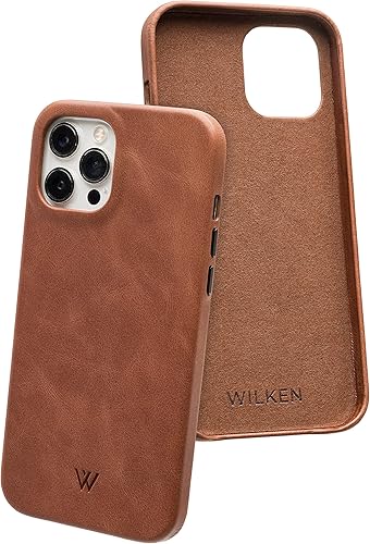 Miniatura 1 de Wilken - Funda de cuero envuelta compatible con iPhone, compatible con MagSafe y carga inalámbrica, cuero de grano superior, protección de pantalla