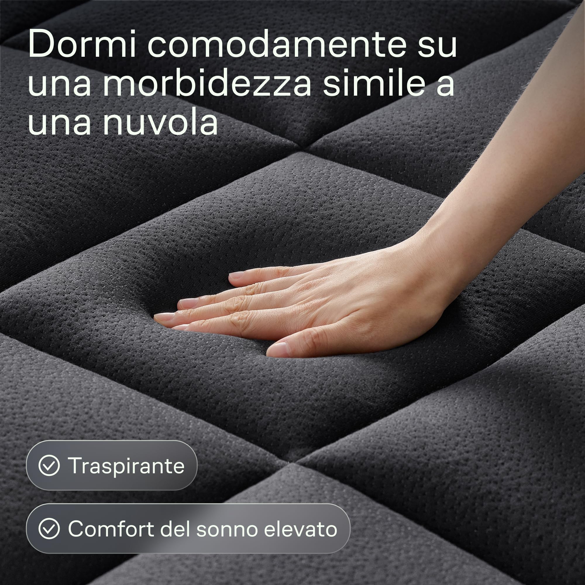 Coprimaterasso Schwarz Cloud Comfort – Protezione ultra morbida, traspirante e rinfrescante in viscosa di bambù – 160x200 cm, altezza ottimale per il riposo