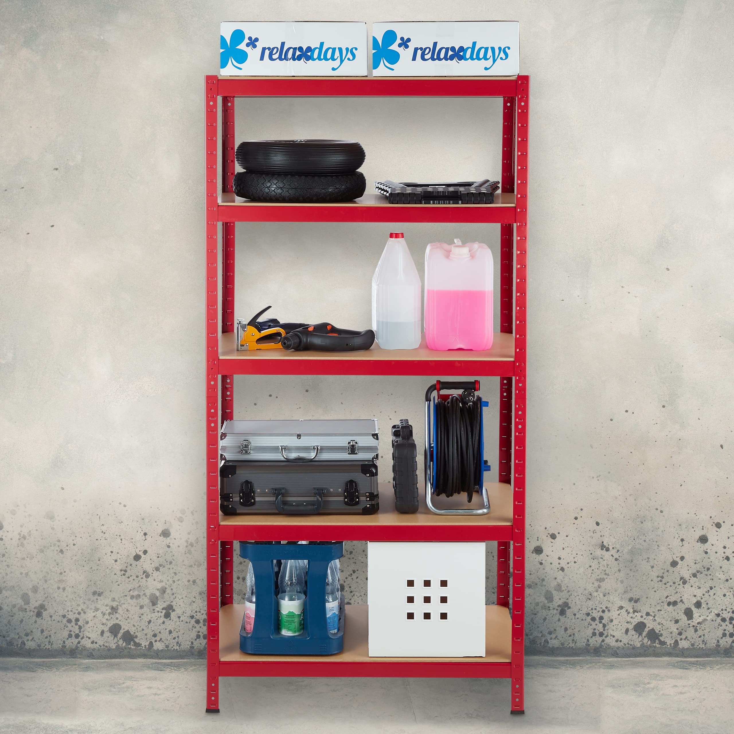 Étagère Charges Lourdes Relaxdays - Lot De 2, 180x90x60 Cm, Charge Max 1325 Kg - Garage, Cave, Atelier - MDF Et Acier, Bleu