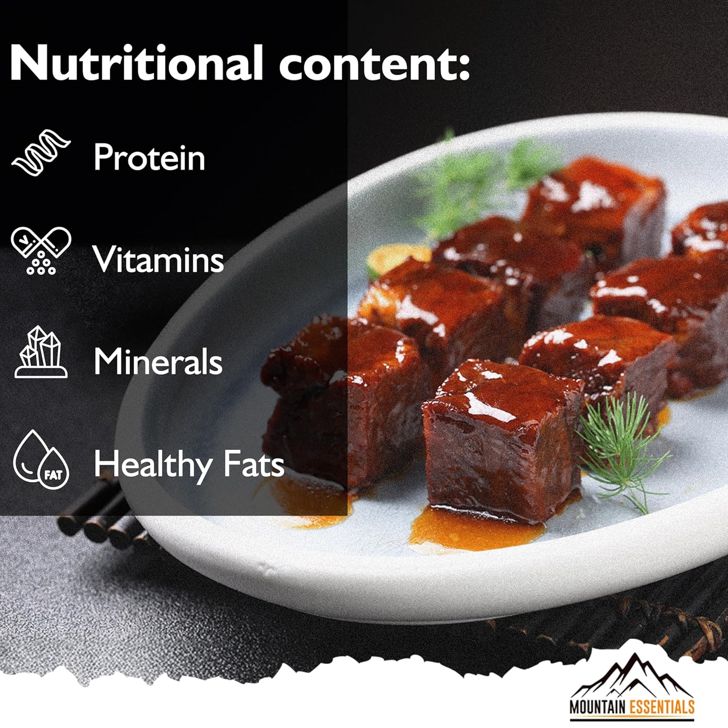 MOUNTAIN ESSENTIALS Freeze-Dried Diced Beef – Fully Cooked Pre-Cooked Meat | 240g High Protein Intake | 10 Servings per Pouch | Ready-to-Eat Meal Prep | Pantry Staples, Daily Meals, Emergency Survival, Camping Food | 7-Year Shelf Life | Made in USA | Pack of 6