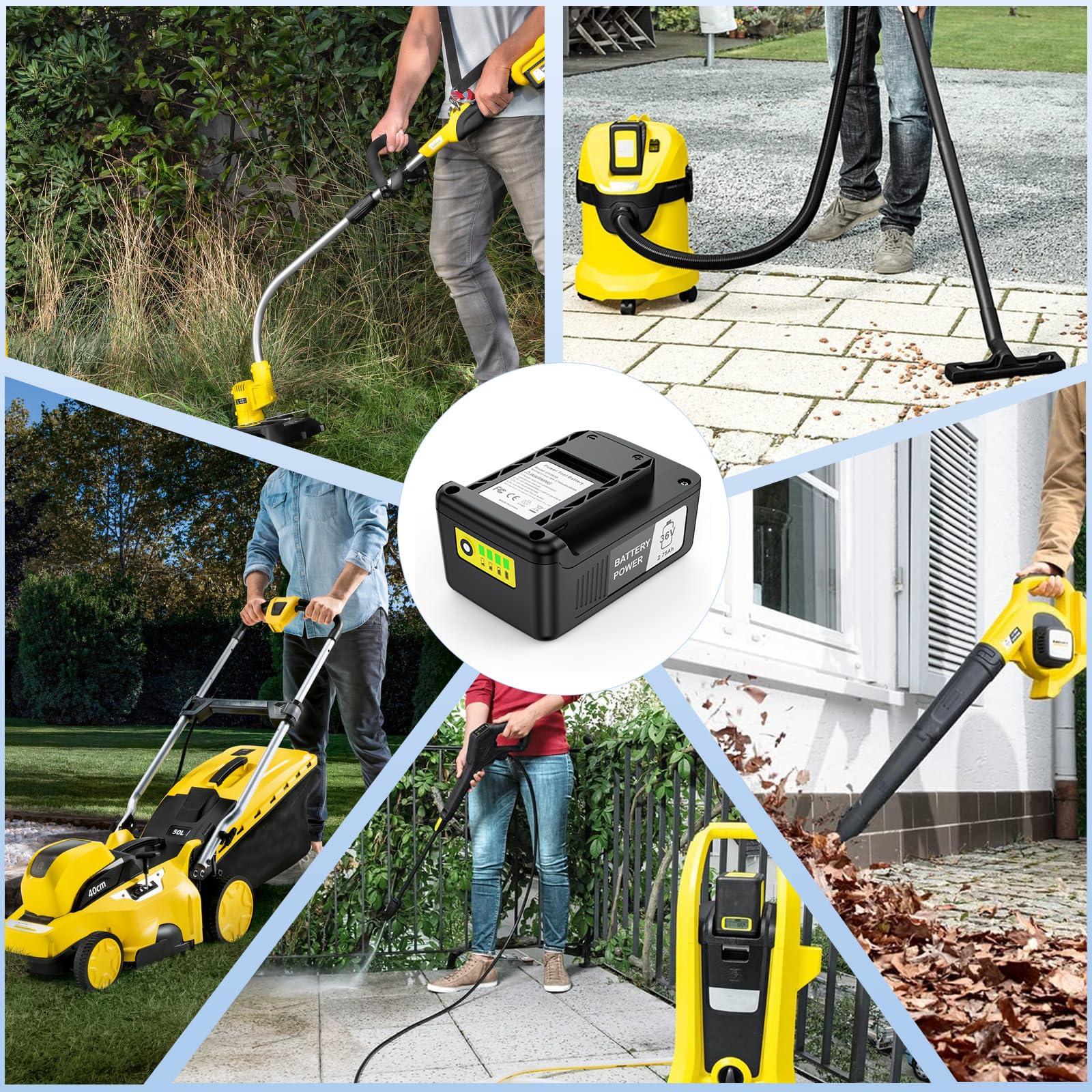 ASUNCELL Batterie de rechange 36 V 2750 mAh pour outils électriques Kärcher - Batteries lithium-ion - Compatible avec le désherbeur Kärcher, la tondeuse à gazon, la pompe à tonneau