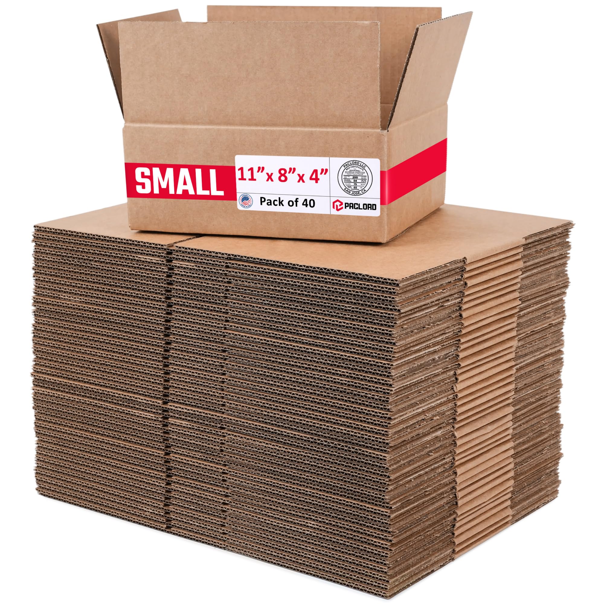 Small Cardboard Boxes 11"L x 8"W x 4"H (Pack of 40) - USA-Made Packing Boxes for Moving, Shipping, or Storage - USPS, UPS, FedEx Approved - Professional Packing Supplies for Moving | USA-Made Packing Boxes for Moving, Shipping, or Storage - USPS, UPS, FedEx Approved - Professional Packing Supplies
